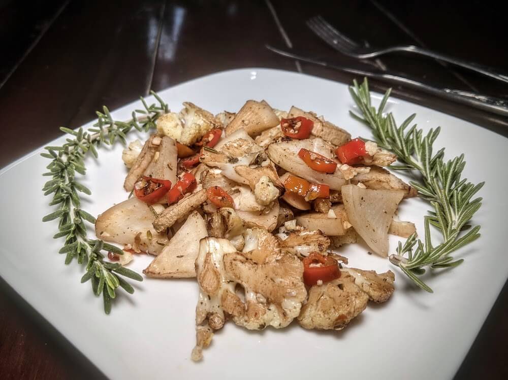 Simple Roasted Turnips & Cauliflower with Savory Ingredients What's