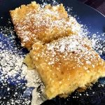 Sunny pineapple bars on a blue plate